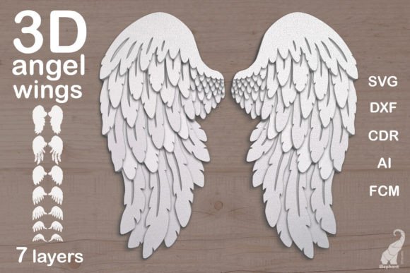 3D Shadow Box Angel Wings SVG Template