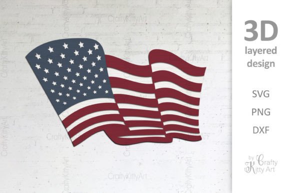 4th of July American Flag 3D Layered SVG Design