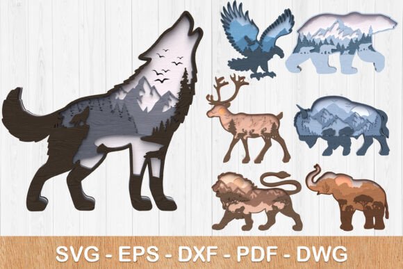 Animals Layered Art Bundle for Laser Cut & Craft Projects