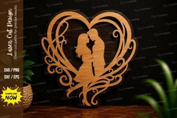 Couple Heart Ornament Laser Cut SVG: Premium Design Files