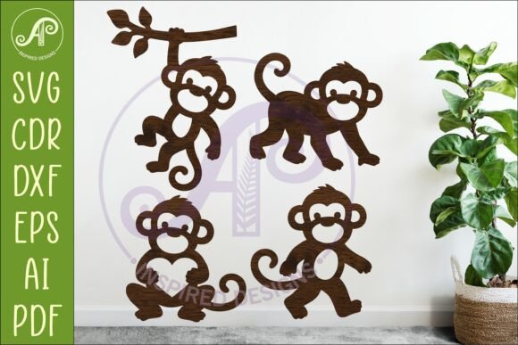 Create Adorable Jungle Projects with Cute Monkey Silhouette SVG, Monkeys 2
