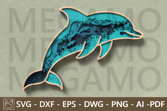 Dolphin Ocean Scene: Layered Laser Cut Design
