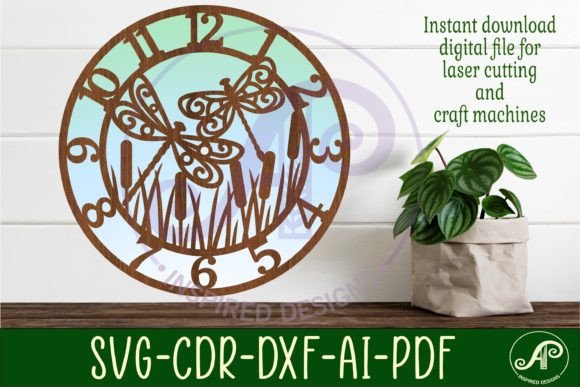 Dragonfly Clock Laser Cut Files: Elegant SVG Designs