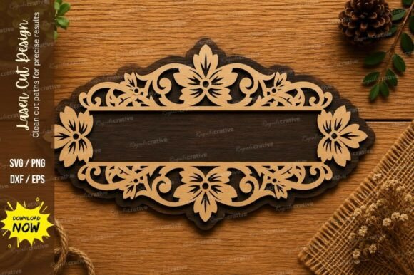 Elegant Floral Name Plate SVG | Decorati: A Premium Design Asset