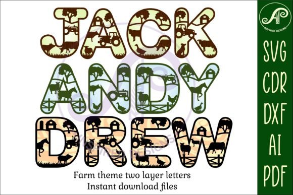 Farm Letter Set SVG Alphabet Bundle for Laser Cutting