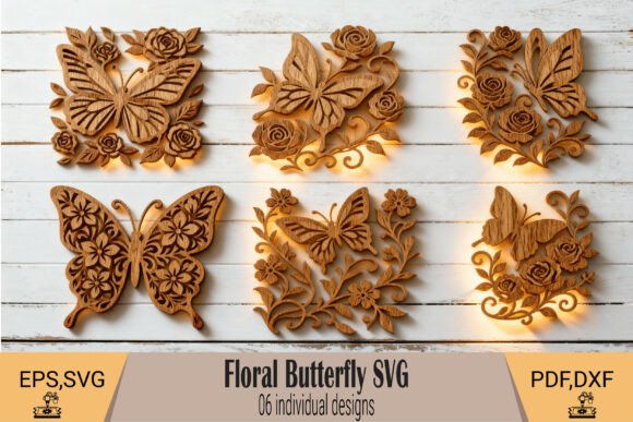 Floral Butterfly Laser-Cut SVG: Nature-Inspired Craft Designs