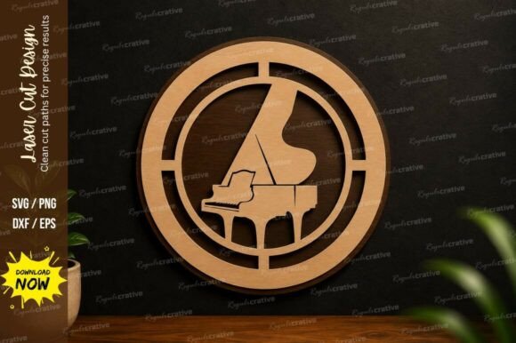 Grand Piano Circle Laser Cut SVG Design