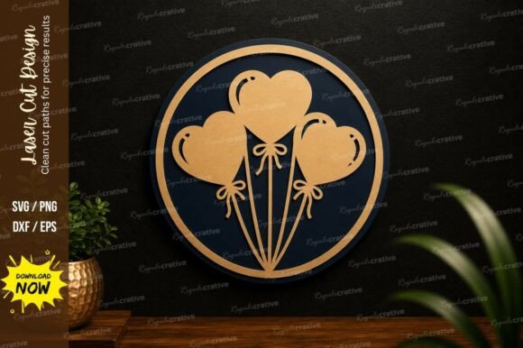 Heart Balloon Ornament: Premium Laser Cut SVG Design