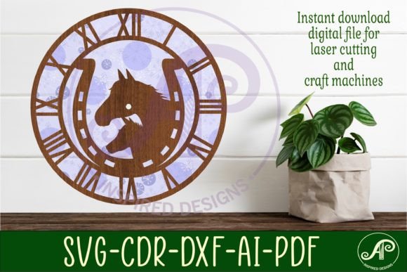 Horse Shoe Wall Clock Laser Cut Files