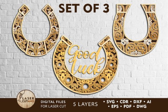 Horseshoe Good Luck Cutout Set: A Creative Design Asset