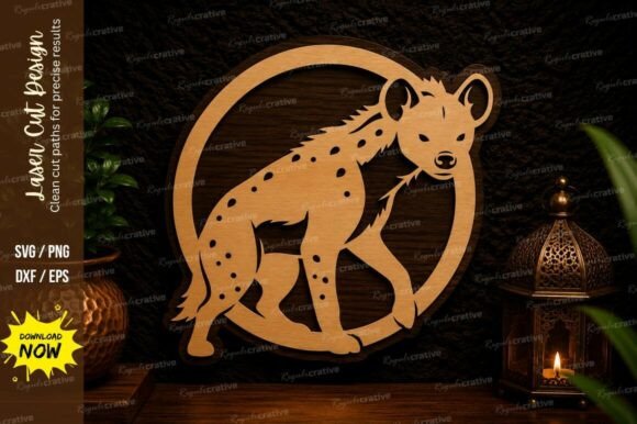 Hyena Circle Laser Cut SVG Design