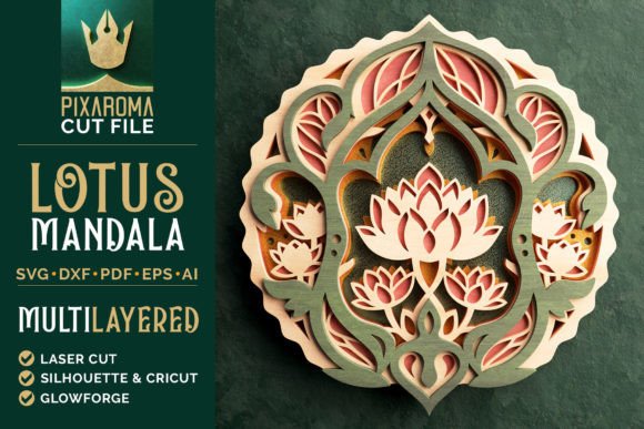 Lotus Flower Mandala 3D Layered Laser Design