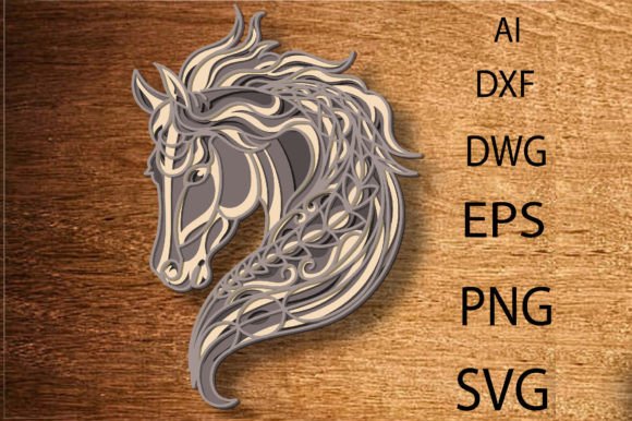 Multilayer Horse Laser Cut File: A 3D Equestrian Design