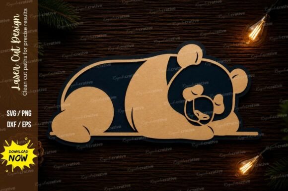 Sleeping Panda Laser Cut SVG Design: Creative & Precise