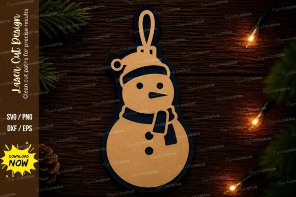 Snowman Ornament Laser Cut SVG Christmas