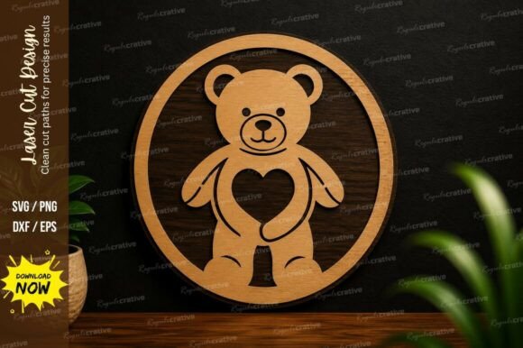 Teddy Bear Ornament Laser Cut SVG Design