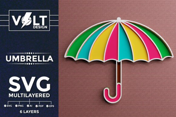 Umbrella 3D SVG: Multilayered Cut File for Crafts