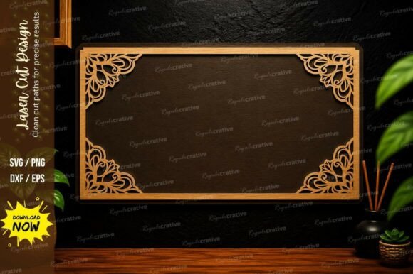 Vintage Rectangle Frame Laser Cut Svg