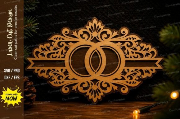 Wedding Rings Ornament Laser Cut SVG